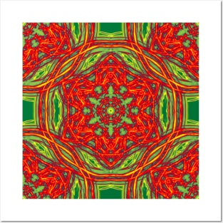 Vibrant Christmas Stars Kaleidoscopes Posters and Art